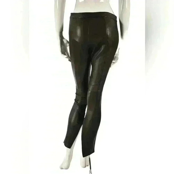 MUUBAA Black Lambskin Leather Cropped Side Zip Moto Pants 4US - Picture 3 of 8